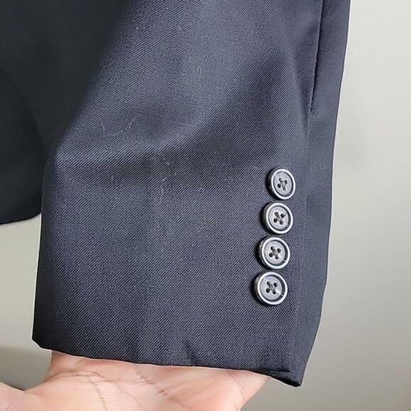 CHAPS Pure Wool Suit Blazer Men's size 42R Two Button Black Vintage - Picture 6 of 11